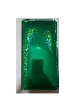 Monedero Verde Metalizado Medidas Largo 20 Cm Por Ancho De 10 Cm