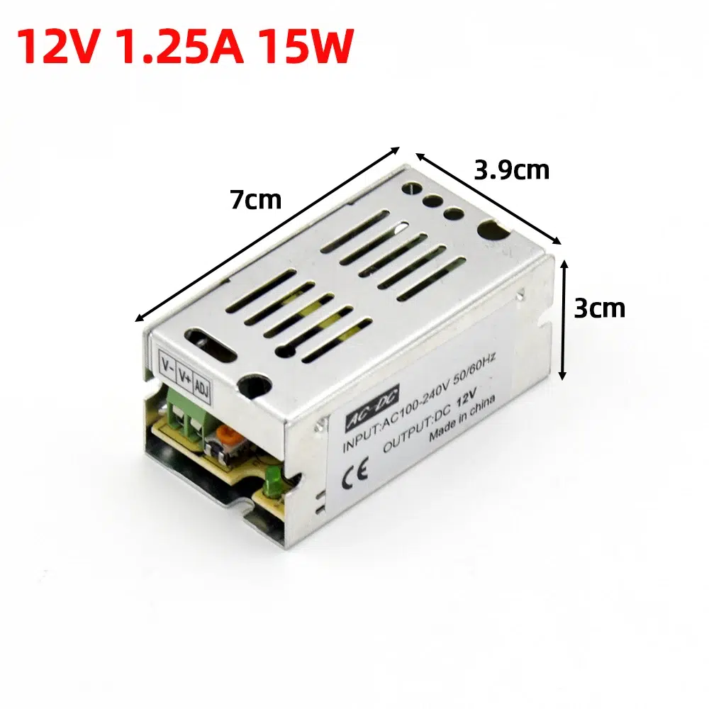 Fuente de alimentación conmutada LED 12V 1.25A 15 vatios convertidor de transformador regulado CA 110V-220V a CC 12