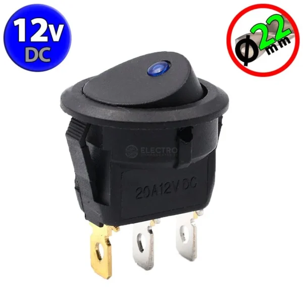 Interruptor redondo On-off + Led 20 AMP 12v DC con indicador LED - Encienda y apague equipos eléctricos fácilmente. - Image 3