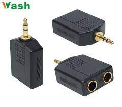 Adaptador 3.5mm Stereo Plug to 2 x 6.35mm Stereo Jack, Dorado wly-001-2