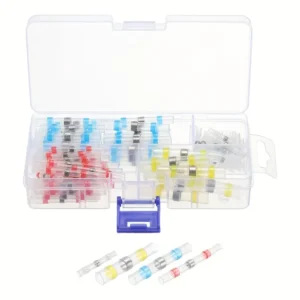 Kit de Terminales de Soldadura de Contracción 100 Piezas Conectores de Conexión Rápida con Tubo de Crimp Aislado, Contacto de Aluminio,