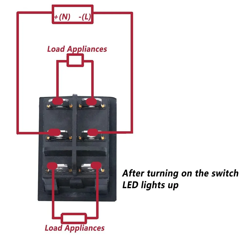 interruptor basculante para barco con luz LED KCD4 16A 250V AC 20A125V AC - Image 4