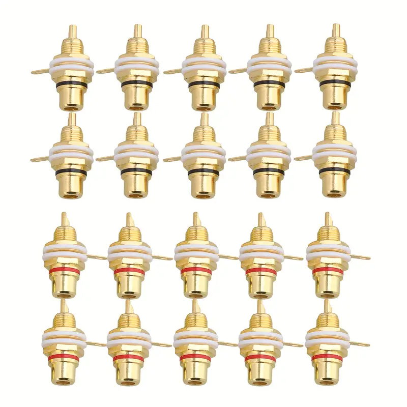 Enchufes RCA Chapados en Oro - Construcción Metálica Duradera, Tamaño de 8.0mm, par - Image 2