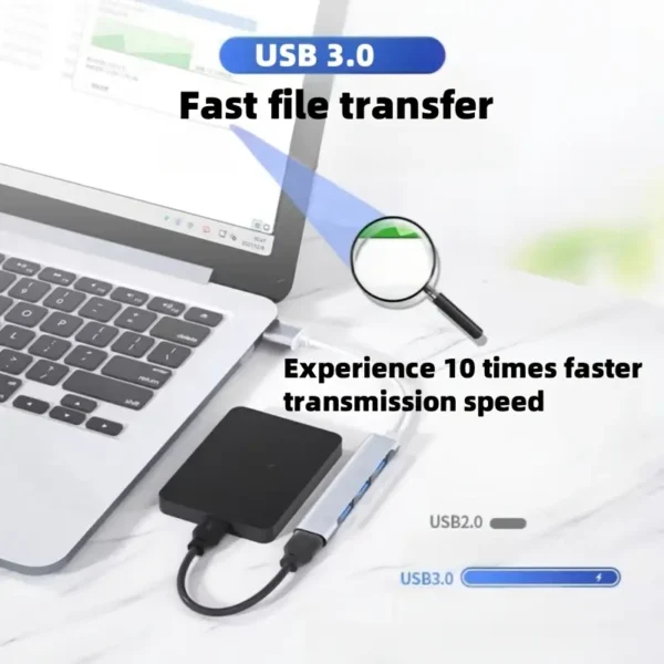 Hub usb 3.0 Adaptador con Conector Tipo-C, Diseño Integrado - Image 7