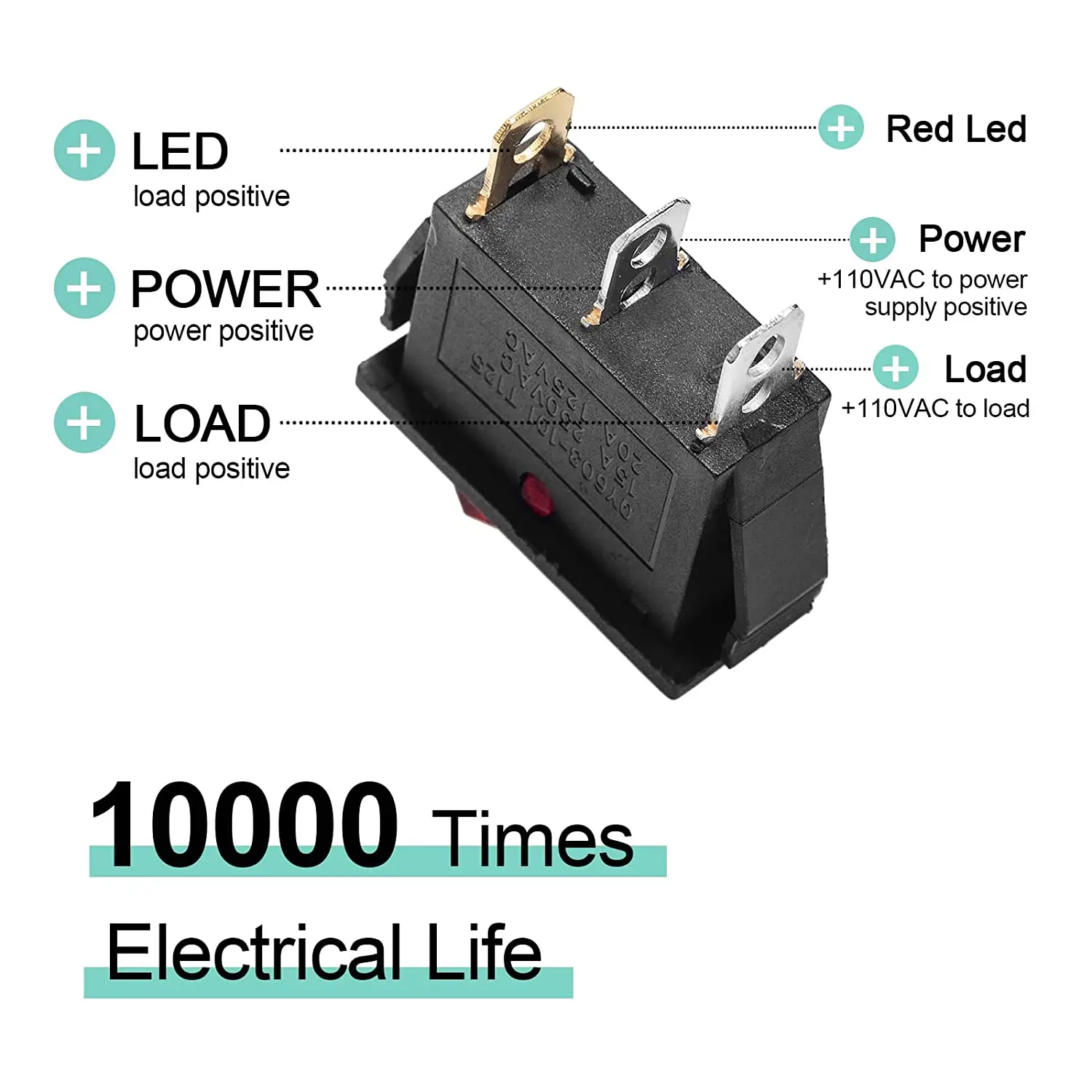 Mini interruptor basculante para barco a presión 15A 250V AC 20A 125V AC - Image 3