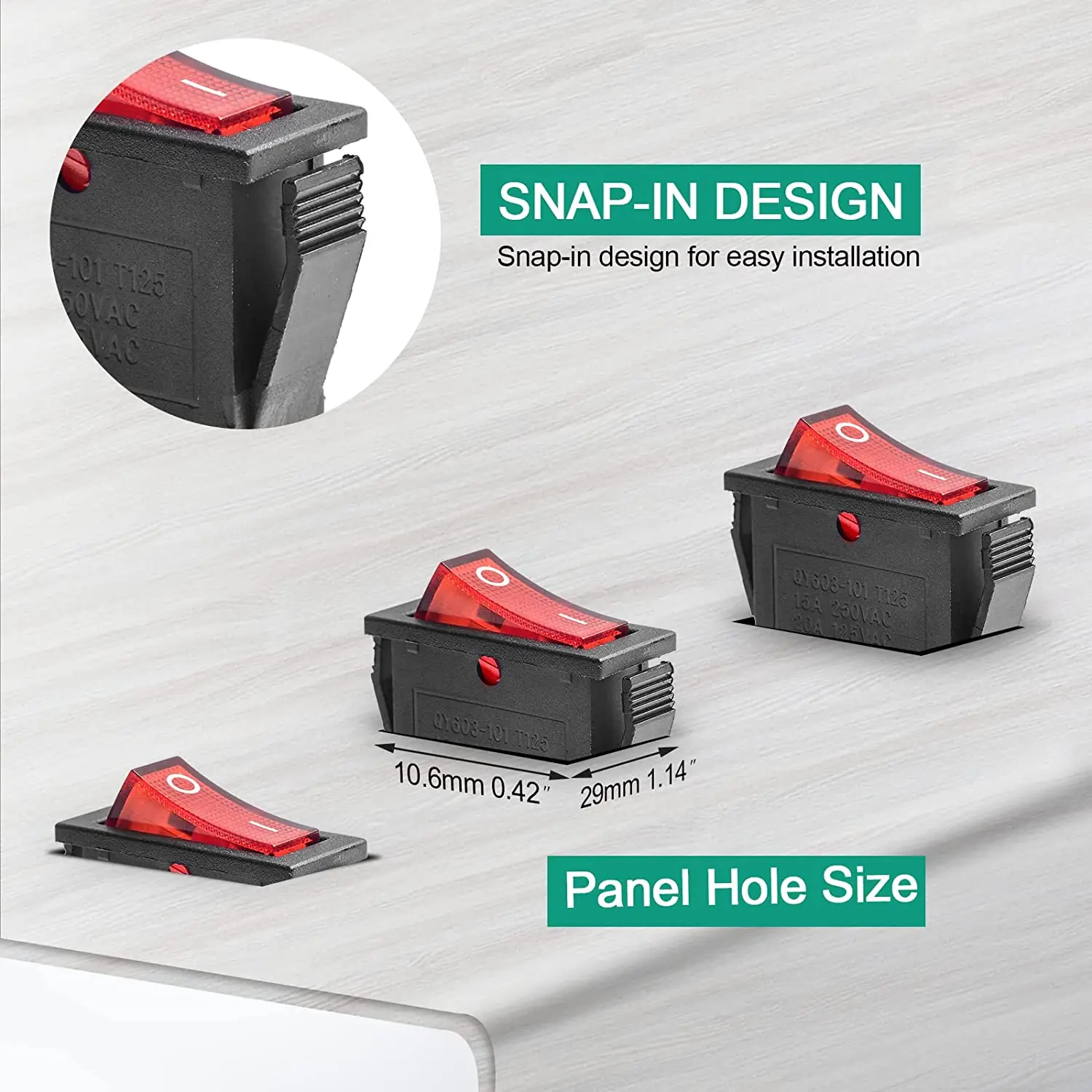 Mini interruptor basculante para barco a presión 15A 250V AC 20A 125V AC - Image 7