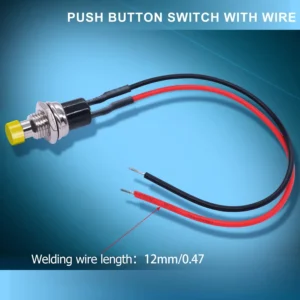 Mini interruptor de botón momentáneo abierto Normal con cables presoldados
