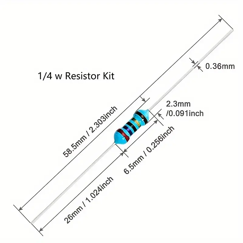 Kit  de Resistencias para Raspberry Pi - 600pcs, 130 Valores  (1 Ohm-3.0 metros), Película Metálica de 1/4W, - Image 6