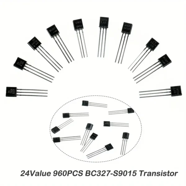 Transistores, 24 tipos NPN y PNP, BC327-S9015, BC558, BC549, 2N2222, 2N5401, A1015, C1815, S8550 caja 960 piezas - Image 4