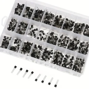 Transistores, 24 tipos NPN y PNP, BC327-S9015, BC558, BC549, 2N2222, 2N5401, A1015, C1815, S8550 caja 960 piezas