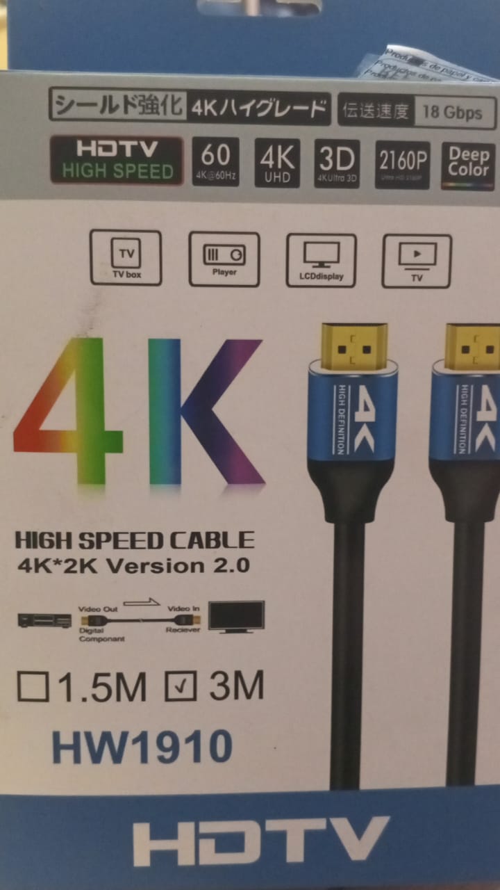Cable HDMI 2.0 4kx2k 3D Hdtv Premium Full HD – 3 metros