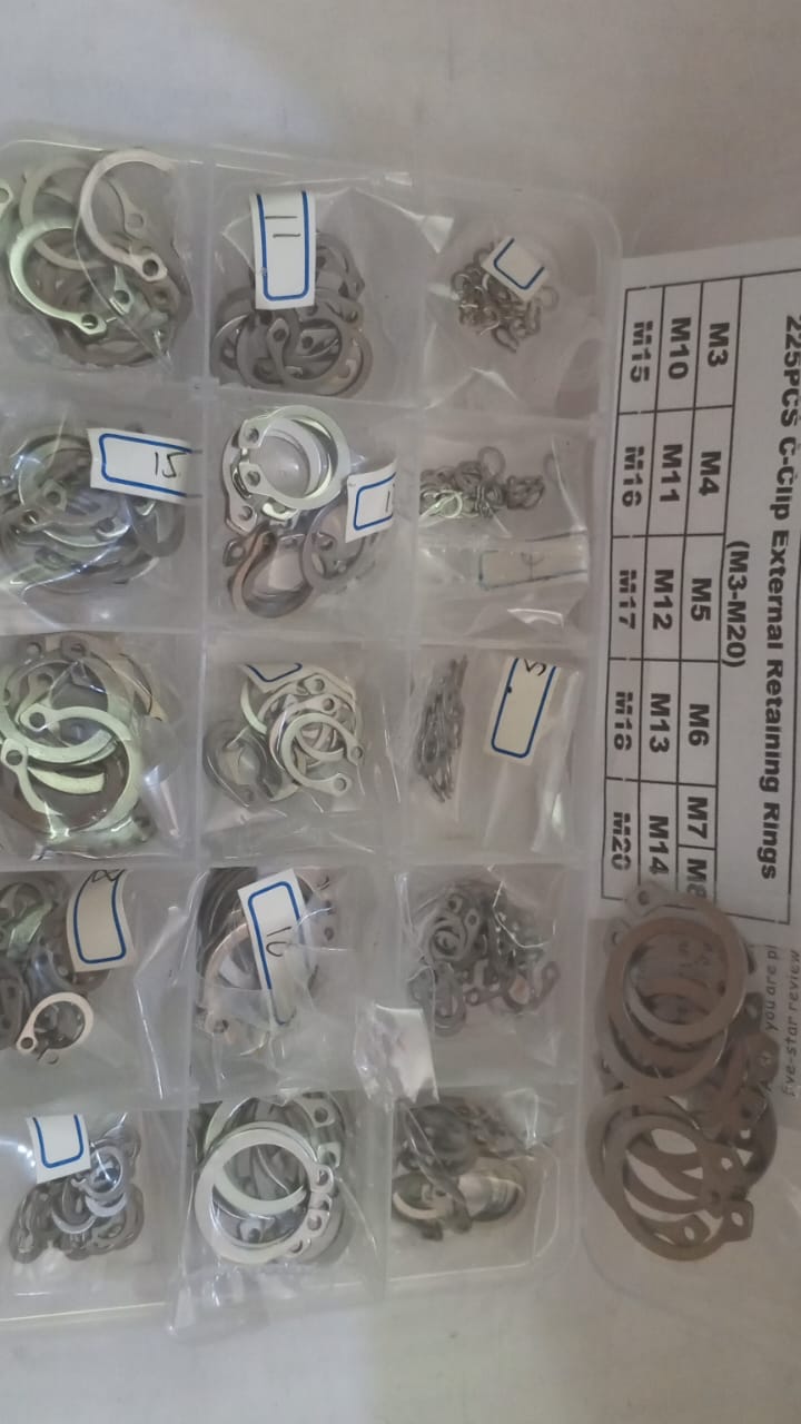retenes de retencion Kit de anillos de retención C, 15 tamaños, anillos de seguridad de acero inoxidable - Image 2