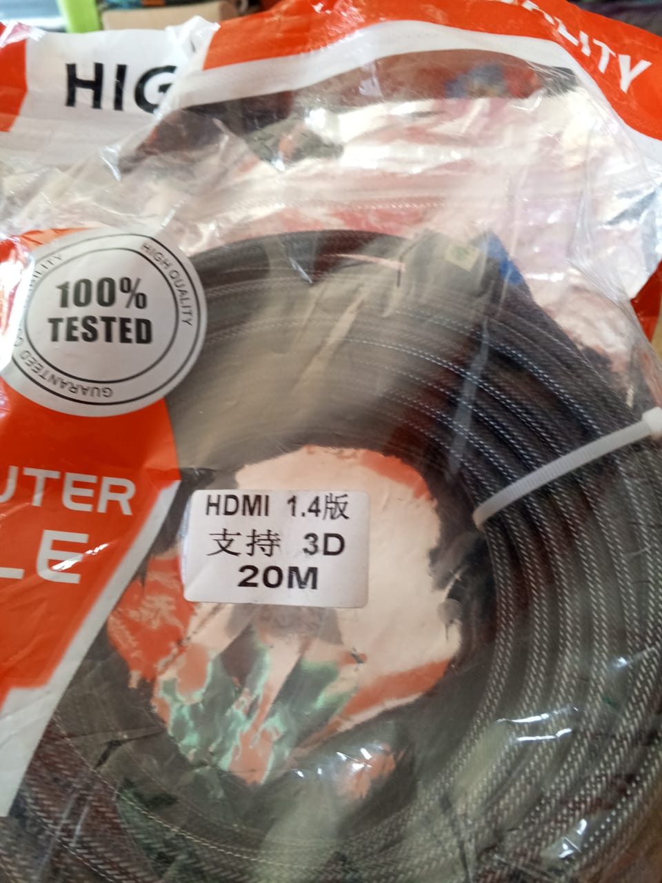 Cable Hdmi 20 Metros Full Hd 4k 3d 1.4v Tv Naylon Profesional