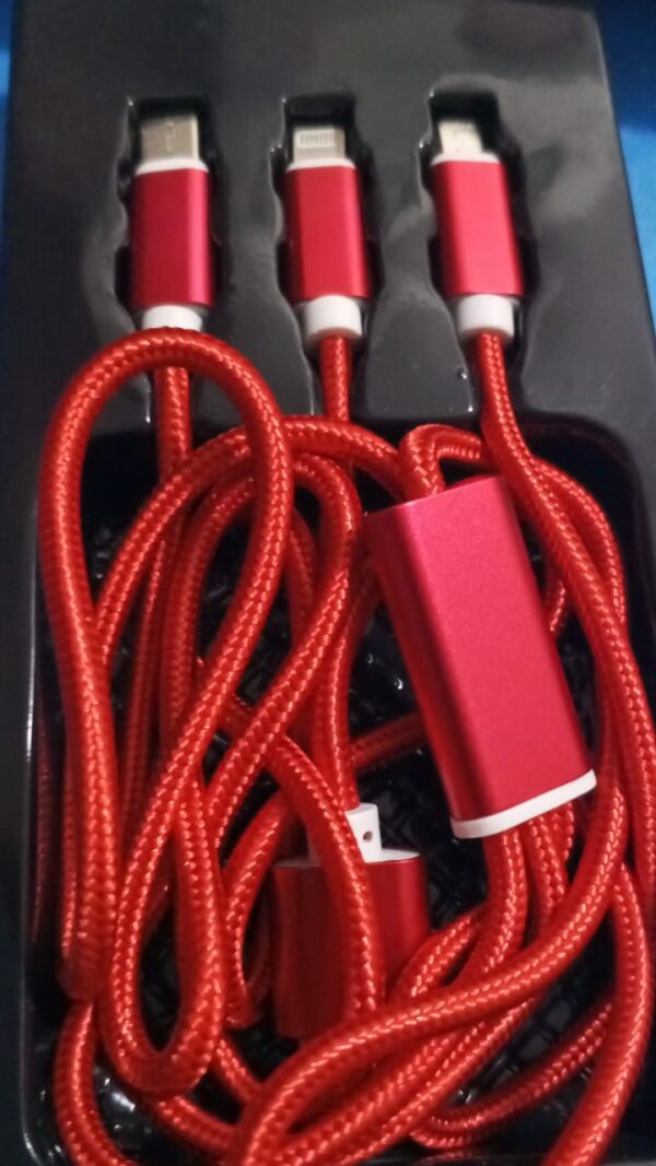 Cable 3 Puntas, Micro Usb, Tipo C Y iPhone . 1,2mts usb 3.0 d10  2.4a - Image 5