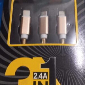 Cable 3 Puntas, Micro Usb, Tipo C Y iPhone . 1,2mts usb 3.0 d10  2.4a