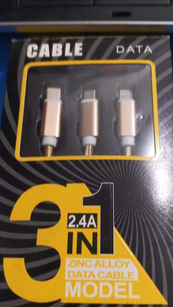 Cable 3 Puntas, Micro Usb, Tipo C Y iPhone . 1,2mts usb 3.0 d10  2.4a