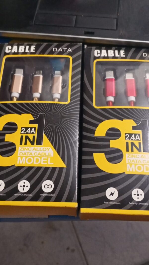Cable 3 Puntas, Micro Usb, Tipo C Y iPhone . 1,2mts usb 3.0 d10  2.4a - Image 2