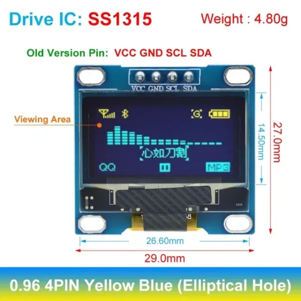 Módulo de pantalla OLED blanco serial IIC de 0,96 pulgadas con certificación ROHS  pantalla LCD para Arduino - Image 9