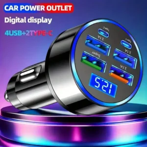 argador de Teléfono y Soporte de 6 en 1, QC3.1, Enchufe de Coche