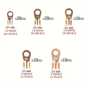 kit conectores de cobre UMLIFE 70PCS, conectores de terminales de crimpado eléctrico de cable desnudo 