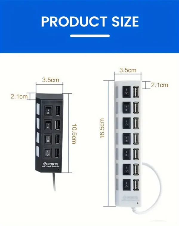 Concentrador USB 7 Puertos, Divisor Multi-puerto 2.0 MacBook, Proyectores, Computadoras, Ratones, Teclados, Tabletas,  - Image 2