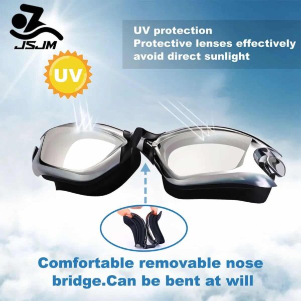 Lentes de natacion JSJM protección UV para hombres y mujeres gafas de natación de silicona ajustables impermeables - Image 4