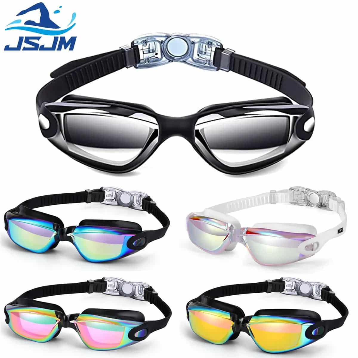 Lentes de natacion JSJM protección UV para hombres y mujeres gafas de natación de silicona ajustables impermeables - Image 3