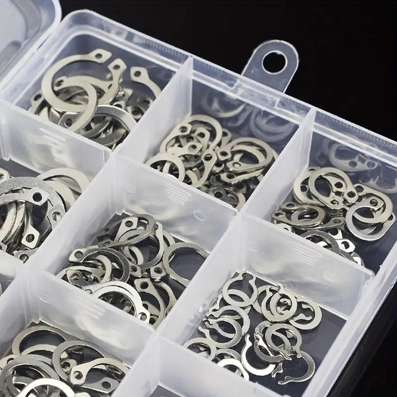 retenes de retencion Kit de anillos de retención C, 15 tamaños, anillos de seguridad de acero inoxidable - Image 3