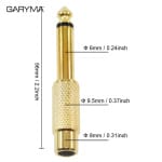 Conector mono macho de 6,35 mm y 1/4" de audio dorado RCA hembra de 6,5 mm