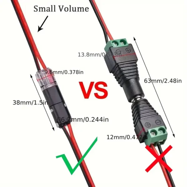 conectores de enchufe de dos cables, conectores de luz LED de 2 vías de 2 pines, conectores de línea de baja tensión con hebilla de bloqueo, enchufe de conexión rápida, conectores de luz LED