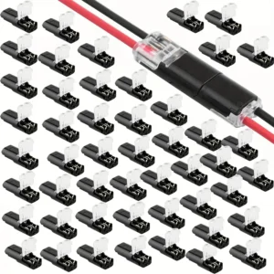 conectores de enchufe de dos cables, conectores de luz LED de 2 vías de 2 pines, conectores de línea de baja tensión con hebilla de bloqueo, enchufe de conexión rápida, conectores de luz LED