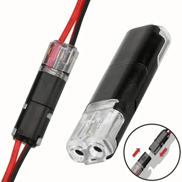 conectores de enchufe de dos cables, conectores de luz LED de 2 vías de 2 pines, conectores de línea de baja tensión con hebilla de bloqueo, enchufe de conexión rápida, conectores de luz LED