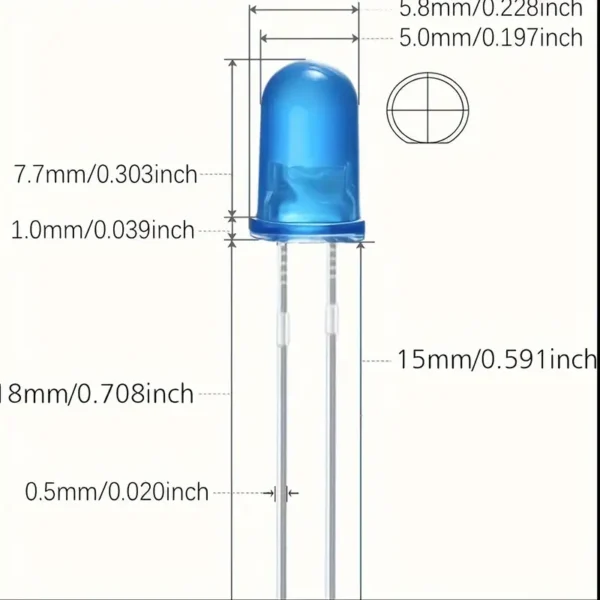 diodos emisores de luz LED F5 de 5 mm por color, 5 colores. - Image 2