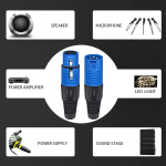 conectores de cable XLR de 3 pines de colores, conector macho y hembra