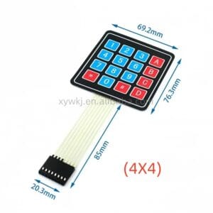 Teclado Matricial de 1 pieza 4x4/1x4/3x4 - Sin Necesidad de Ensamblaje, Funcionamiento sin Batería, Teclas Duraderas Azules y Rojas para Robótica, Proyectos de Computadora Monoplaca (SBC) y Microcontroladores, Prototipado de Circuito | Diseño Plano | Teclado con Conector de Pines