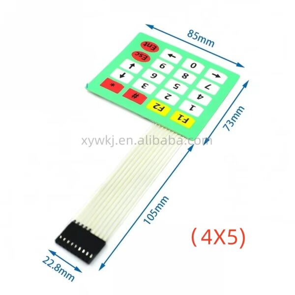 Teclado Matricial Membrana Jade verde 4×5 Keypad 8 Pines Esp32 Arduino