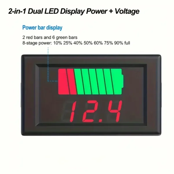 Voltímetro, DC 12V, 24V, 36V, 48V, 60V, 72V, Medidor de Voltaje 2 en 1,