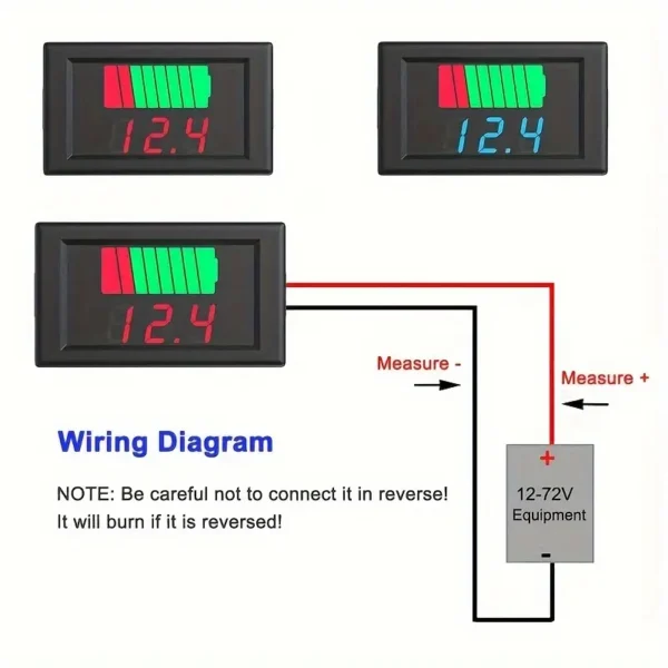 Voltímetro, DC 12V, 24V, 36V, 48V, 60V, 72V, Medidor de Voltaje 2 en 1,